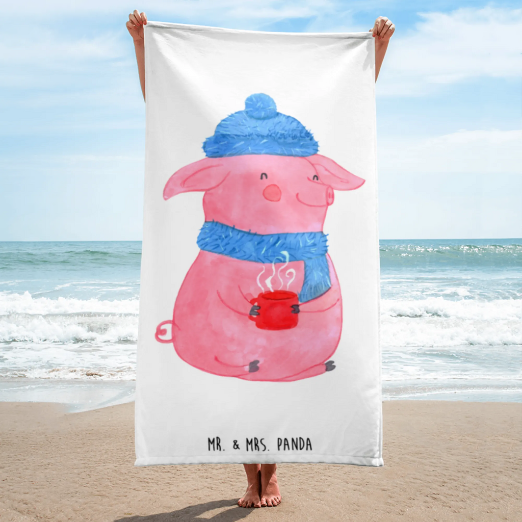 XL Badehandtuch Schwein Glühwein Handtuch, Badetuch, Duschtuch, Strandtuch, Saunatuch, Winter, Weihnachten, Weihnachtsdeko, Nikolaus, Advent, Heiligabend, Wintermotiv, Glühschwein, Glühwein, Weihnachtsmarkt, Punsch