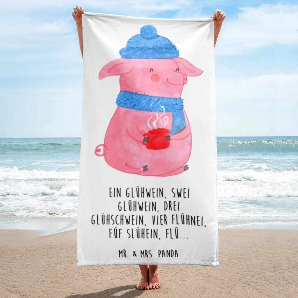 XL Badehandtuch Schweinchen Glühwein Handtuch, Badetuch, Duschtuch, Strandtuch, Saunatuch, Winter, Weihnachten, Weihnachtsdeko, Nikolaus, Advent, Heiligabend, Wintermotiv, Glühwein, Betrunken, Weihnachtsmarkt, Spruch