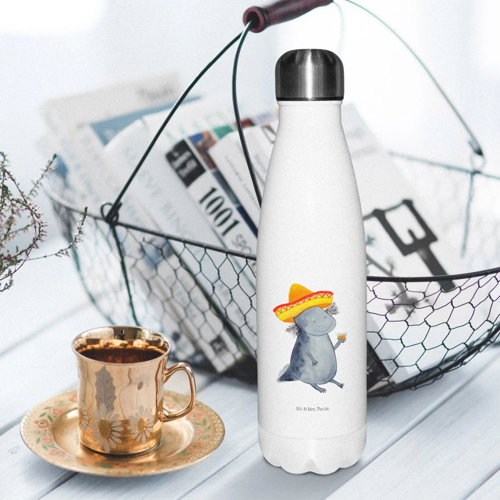 Thermosflasche Axolotl Tequila Isolierflasche, Thermoflasche, Trinkflasche, Thermos, Edelstahl, Axolotl, Molch, Mexico, Mexiko, Sombrero, Zitrone, Tequila, Motivation, Spruch, Schwanzlurch, Lurch, Lurche, Axolot, Feuerdrache, Feuersalamander