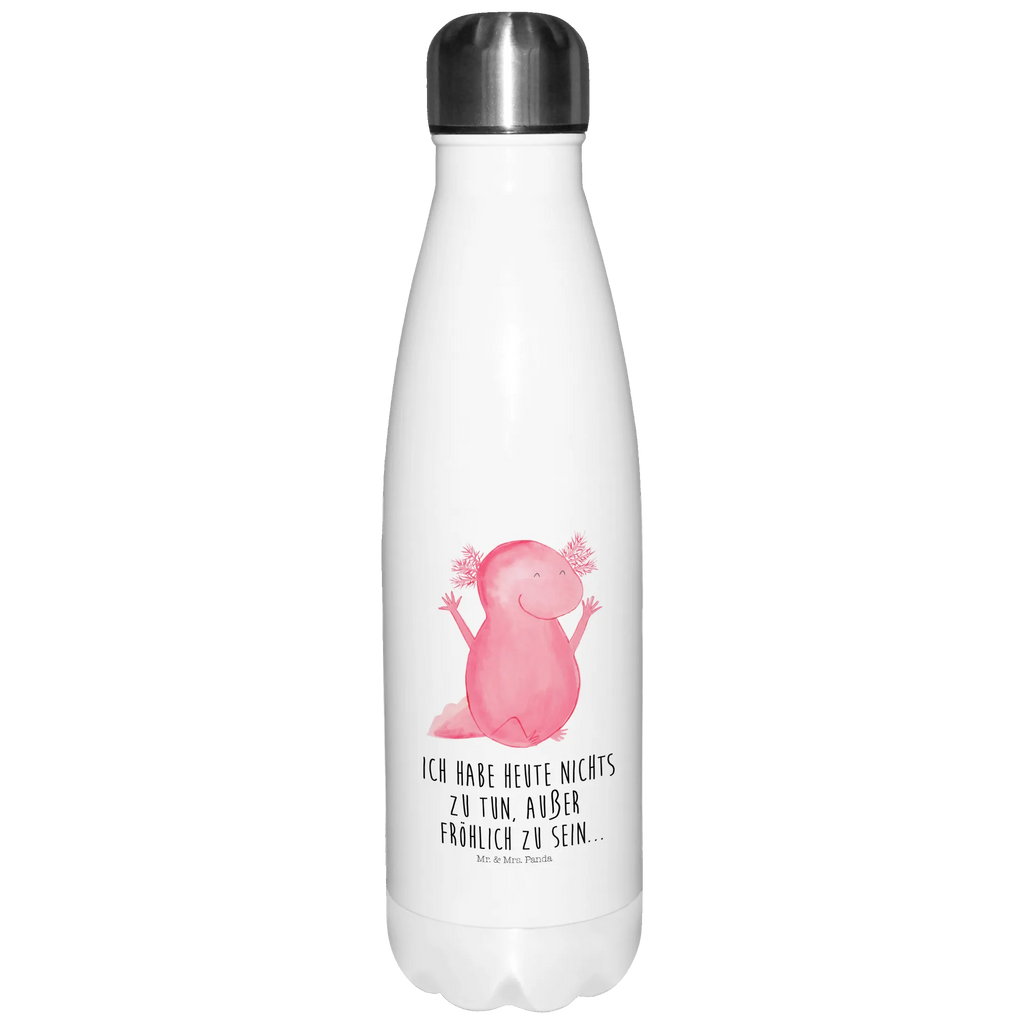 Thermosflasche Axolotl Hurra Isolierflasche, Thermoflasche, Trinkflasche, Thermos, Edelstahl, Axolotl, Molch, Axolot, Schwanzlurch, Lurch, Lurche, fröhlich, Spaß, Freude, Motivation, Zufriedenheit