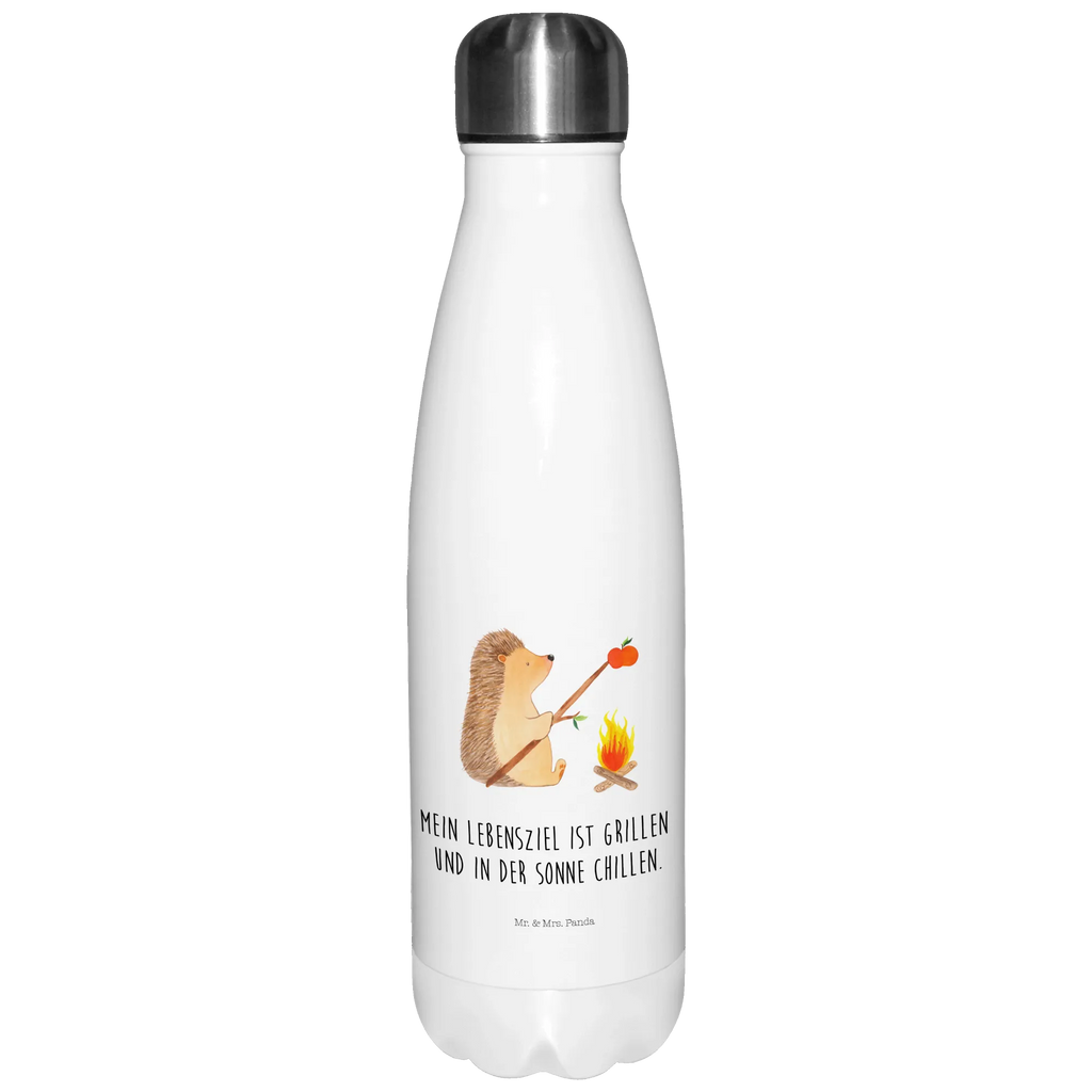 Thermosflasche Igel grillt Isolierflasche, Thermoflasche, Trinkflasche, Thermos, Edelstahl, Tiermotive, Gute Laune, lustige Sprüche, Tiere, Igel, Grillen, Ziele, Motivation, arbeitslos, Sinn des Lebens, Spruch