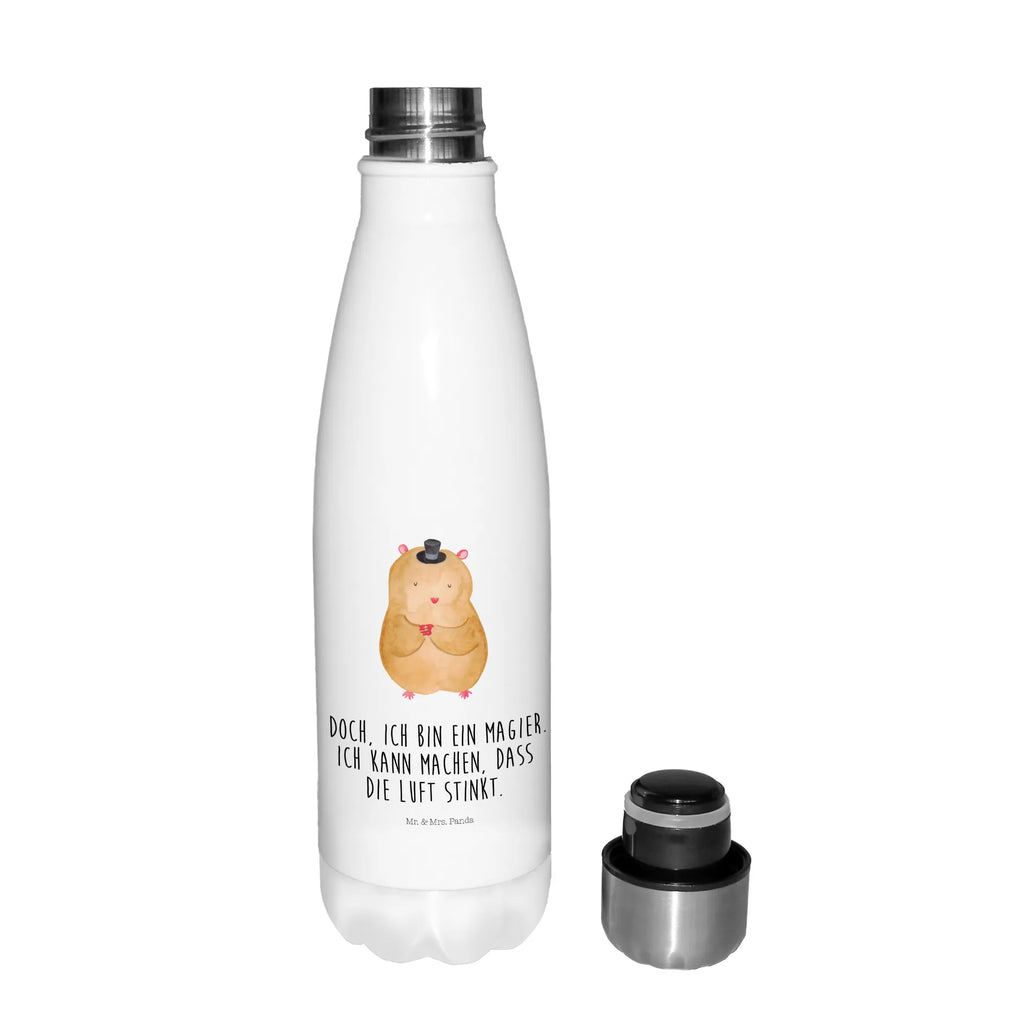 Thermosflasche Hamster mit Hut Isolierflasche, Thermoflasche, Trinkflasche, Thermos, Edelstahl, Tiermotive, Gute Laune, lustige Sprüche, Tiere, Hamster, Hut, Magier, Zylinder, Zwerghamster, Zauberer