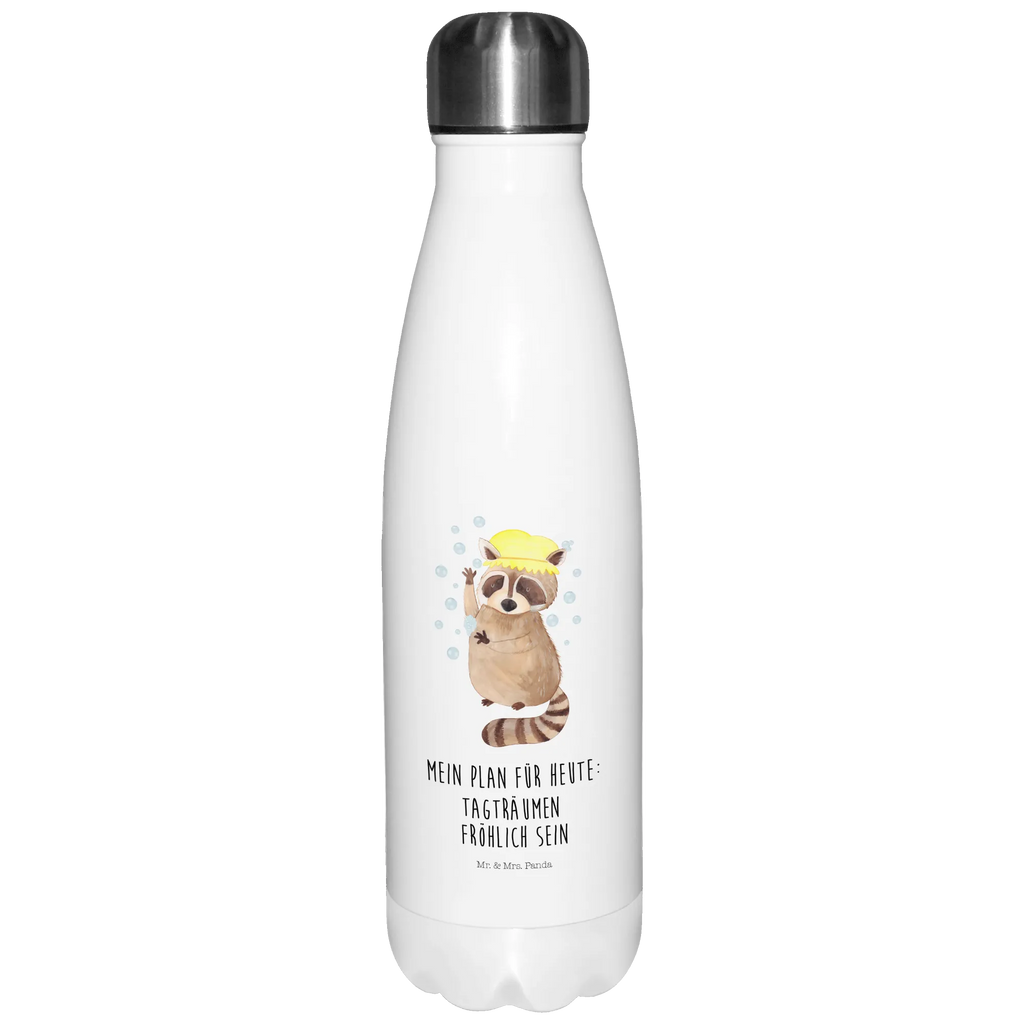 Thermosflasche Waschbär Isolierflasche, Thermoflasche, Trinkflasche, Thermos, Edelstahl, Tiermotive, Gute Laune, lustige Sprüche, Tiere, Waschbär, Tagträumen, Plan, Fröhlich, waschen, Seifenblasen