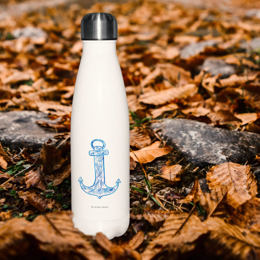 Thermosflasche Anker Blau Isolierflasche, Thermoflasche, Trinkflasche, Thermos, Edelstahl, Tiermotive, Gute Laune, lustige Sprüche, Tiere