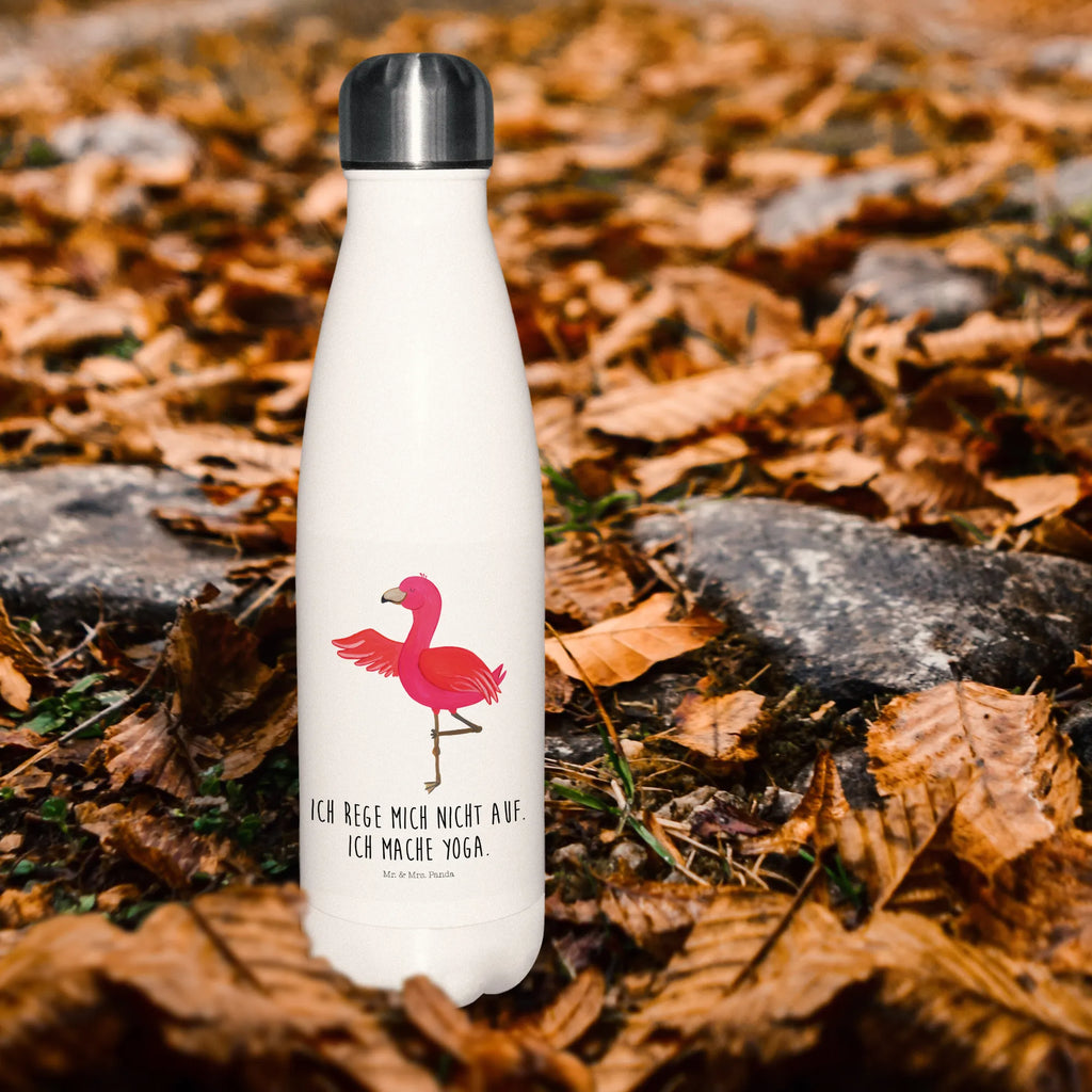 Thermosflasche Flamingo Yoga Isolierflasche, Thermoflasche, Trinkflasche, Thermos, Edelstahl, Flamingo, Vogel, Yoga, Namaste, Achtsamkeit, Yoga-Übung, Entspannung, Ärger, Aufregen, Tiefenentspannung