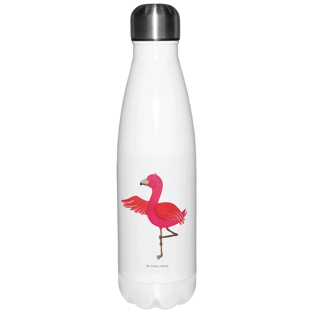 Thermosflasche Flamingo Yoga Isolierflasche, Thermoflasche, Trinkflasche, Thermos, Edelstahl, Flamingo, Vogel, Yoga, Namaste, Achtsamkeit, Yoga-Übung, Entspannung, Ärger, Aufregen, Tiefenentspannung