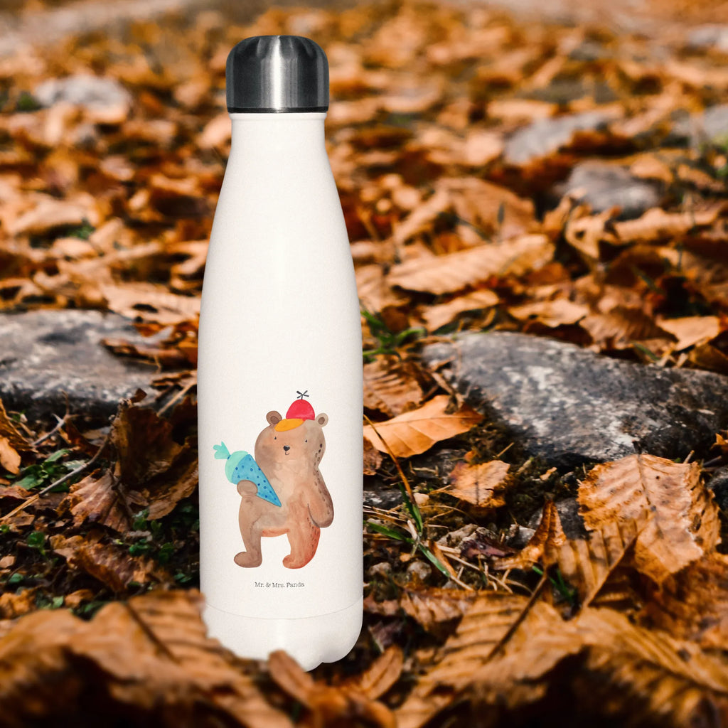 Thermosflasche Bär mit Schultüte Isolierflasche, Thermoflasche, Trinkflasche, Thermos, Edelstahl, Bär, Teddy, Teddybär, Bär Motiv, Schultüte, Erster Schultag Geschenk, Einschulung Geschenk, Schule Geschenk, Grundschule, Schulanfang, Schulbeginn