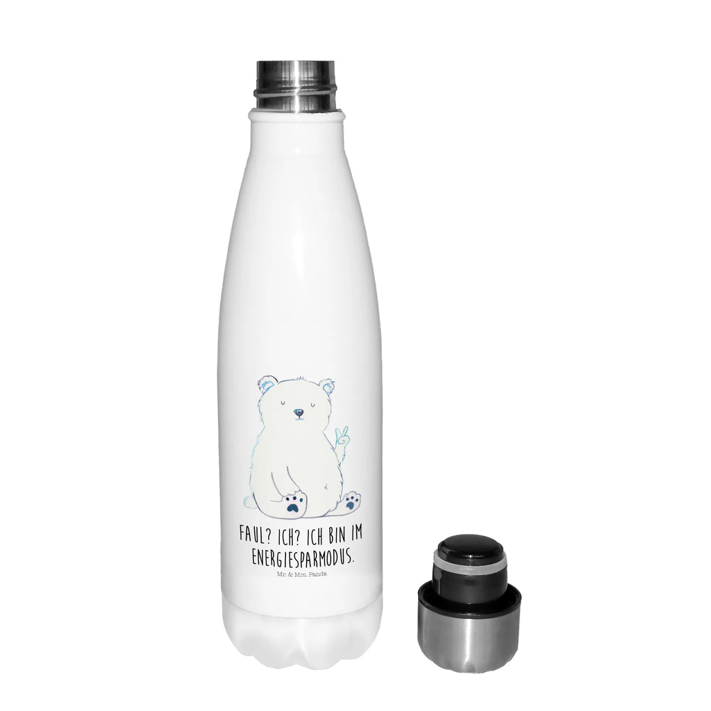 Thermosflasche Eisbär Faul Isolierflasche, Thermoflasche, Trinkflasche, Thermos, Edelstahl, Bär, Teddy, Teddybär, Eisbär, Nordpol, Faul, Entspannen, Relaxen, Büro, Arbeit, Bürojob, Arbeitsplatz, Homeoffice