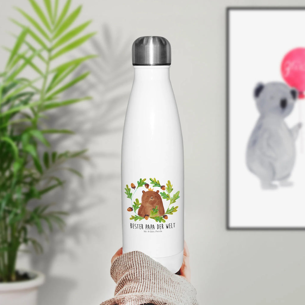 Thermosflasche Bär König Isolierflasche, Thermoflasche, Trinkflasche, Thermos, Edelstahl, Bär, Teddy, Teddybär, Papa, Papa Bär, bester Vater, bester Papa, weltbester Papa, Vatertag, Vater, Dad, Daddy, Papi