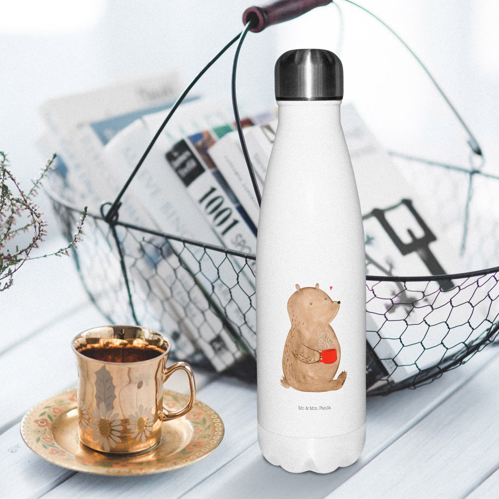 Thermosflasche Bär Kaffee Isolierflasche, Thermoflasche, Trinkflasche, Thermos, Edelstahl, Bär, Teddy, Teddybär, Kaffee, Coffee, Bären, guten Morgen, Morgenroutine, Welt erobern, Welt retten, Motivation