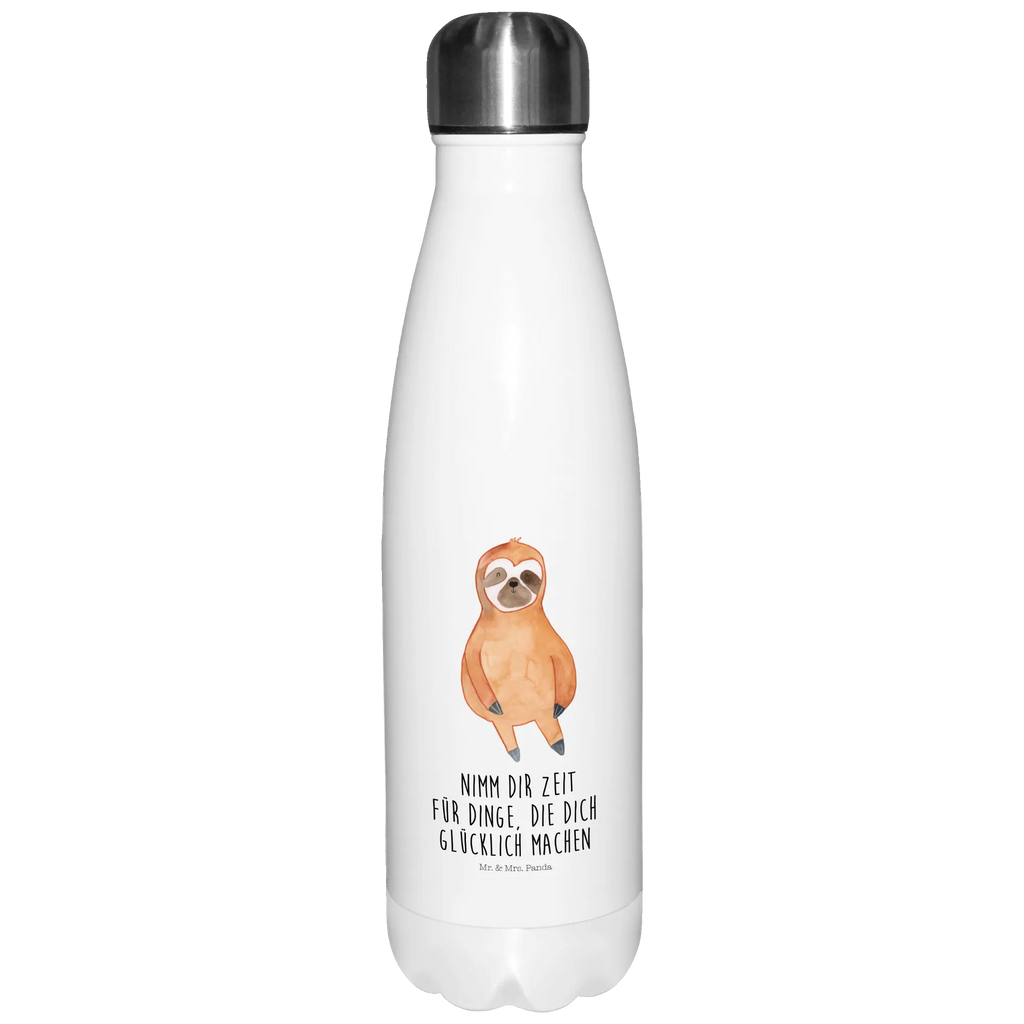 Thermosflasche Faultier Zufrieden Isolierflasche, Thermoflasche, Trinkflasche, Thermos, Edelstahl, Faultier, Faultier Geschenk, Faultier Deko, Faultiere, faul, Lieblingstier, Pause, relaxen, Glück, glücklich, zufrieden, happy, Zufriedenheit, Gelassenheit, Ruhe, Frieden