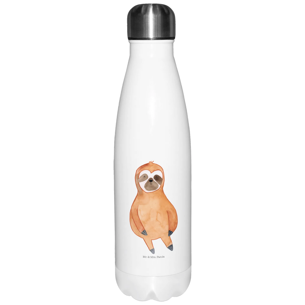 Thermosflasche Faultier Zufrieden Isolierflasche, Thermoflasche, Trinkflasche, Thermos, Edelstahl, Faultier, Faultier Geschenk, Faultier Deko, Faultiere, faul, Lieblingstier, Pause, relaxen, Glück, glücklich, zufrieden, happy, Zufriedenheit, Gelassenheit, Ruhe, Frieden