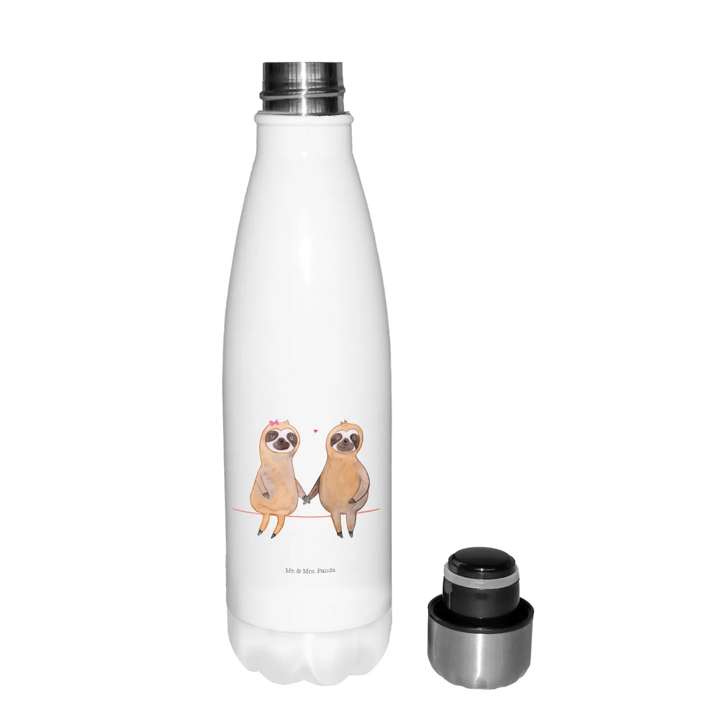 Thermosflasche Faultier Pärchen Isolierflasche, Thermoflasche, Trinkflasche, Thermos, Edelstahl, Faultier, Faultier Geschenk, Faultier Deko, Faultiere, faul, Lieblingstier, Liebe, Liebespaar, Faultierliebe, Faultierpärchen, verliebt, verlobt, gemeinsam, relaxen, Pärchen, Beziehung, Langsamkeit