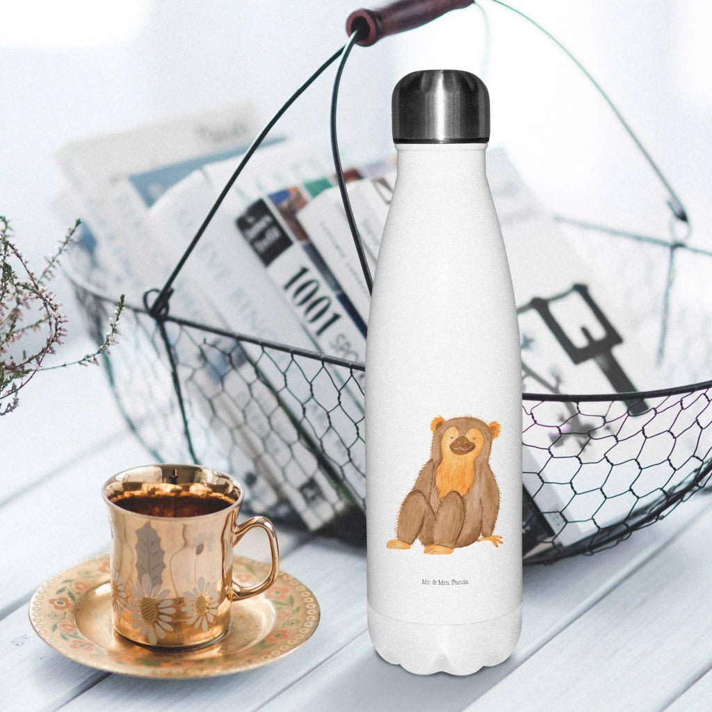 Thermosflasche Affe Isolierflasche, Thermoflasche, Trinkflasche, Thermos, Edelstahl, Afrika, Wildtiere, Affe, Äffchen, Affen, Selbstliebe, Respekt, Motivation, Selbstachtung, Liebe, Selbstbewusstsein, Selfcare