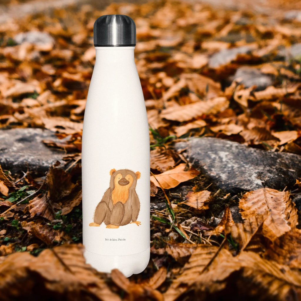 Thermosflasche Affe Isolierflasche, Thermoflasche, Trinkflasche, Thermos, Edelstahl, Afrika, Wildtiere, Affe, Äffchen, Affen, Selbstliebe, Respekt, Motivation, Selbstachtung, Liebe, Selbstbewusstsein, Selfcare