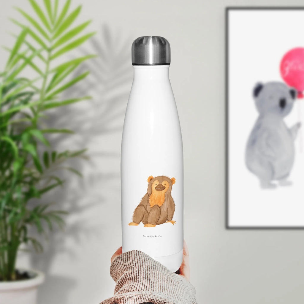 Thermosflasche Affe Isolierflasche, Thermoflasche, Trinkflasche, Thermos, Edelstahl, Afrika, Wildtiere, Affe, Äffchen, Affen, Selbstliebe, Respekt, Motivation, Selbstachtung, Liebe, Selbstbewusstsein, Selfcare