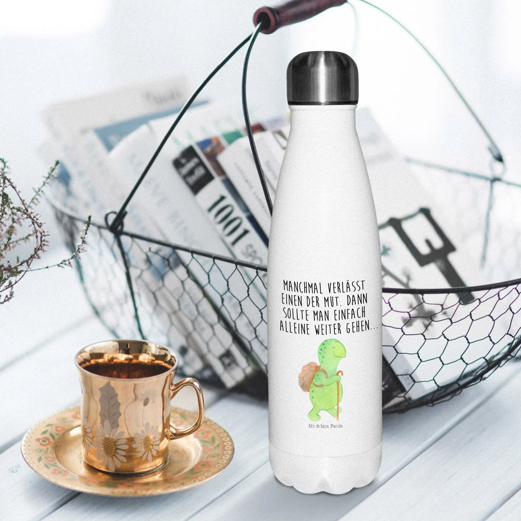 Thermosflasche Schildkröte Wanderer Isolierflasche, Thermoflasche, Trinkflasche, Thermos, Edelstahl, Schildkröte, Schildkröten, Motivation, Motivationsspruch, Motivationssprüche, Neuanfang