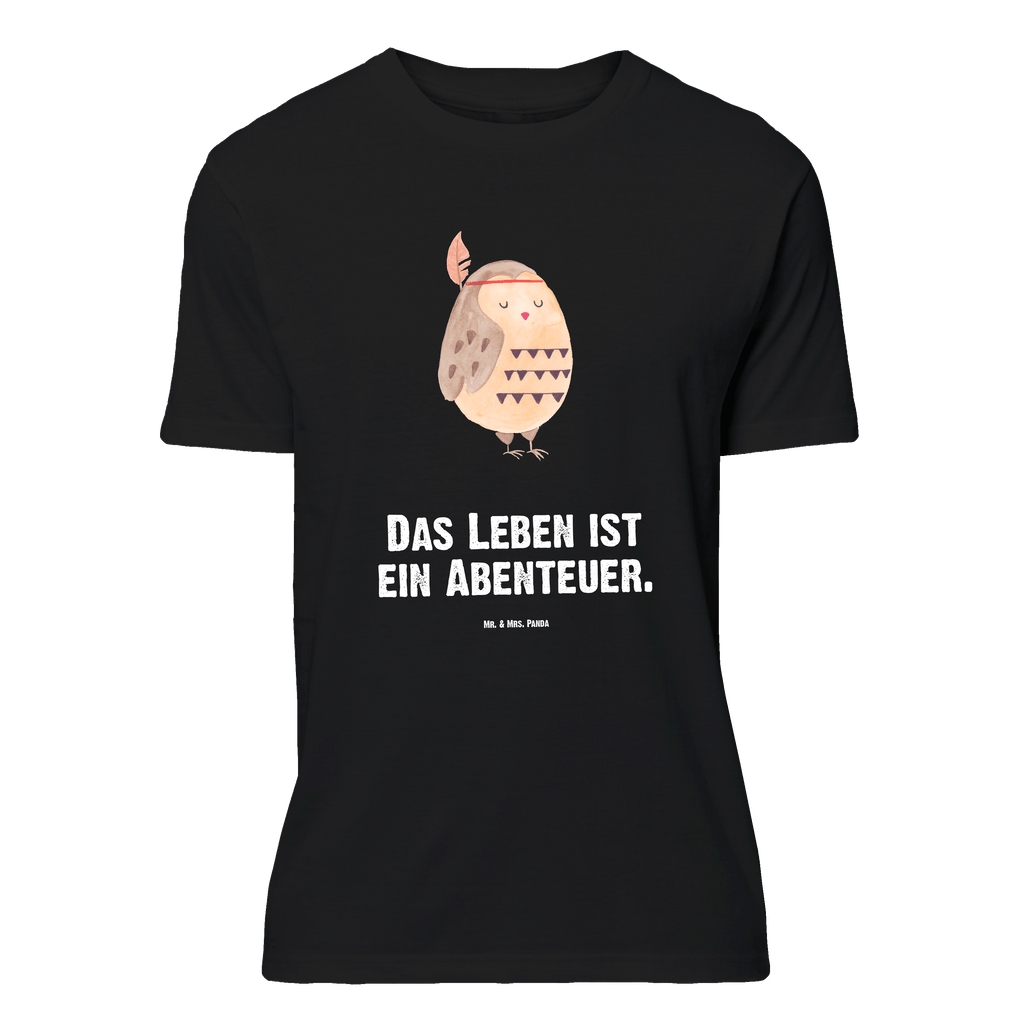 T-Shirt Standard Eule Federschmuck T-Shirt, Shirt, Tshirt, Lustiges T-Shirt, T-Shirt mit Spruch, Party, Junggesellenabschied, Jubiläum, Geburstag, Herrn, Damen, Männer, Frauen, Schlafshirt, Nachthemd, Sprüche, Eule, Eule Deko, Owl, Das Leben ist ein Abenteuer, Reisespruch, Federschmuck, Dekoration