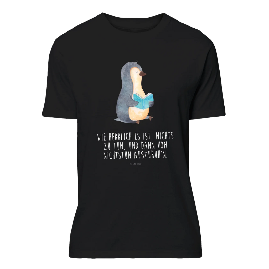 T-Shirt Standard Pinguin Buch T-Shirt, Shirt, Tshirt, Lustiges T-Shirt, T-Shirt mit Spruch, Party, Junggesellenabschied, Jubiläum, Geburstag, Herrn, Damen, Männer, Frauen, Schlafshirt, Nachthemd, Sprüche, Pinguin, Pinguine, Buch, Lesen, Bücherwurm, Nichtstun, Faulenzen, Ferien, Urlaub, Freizeit