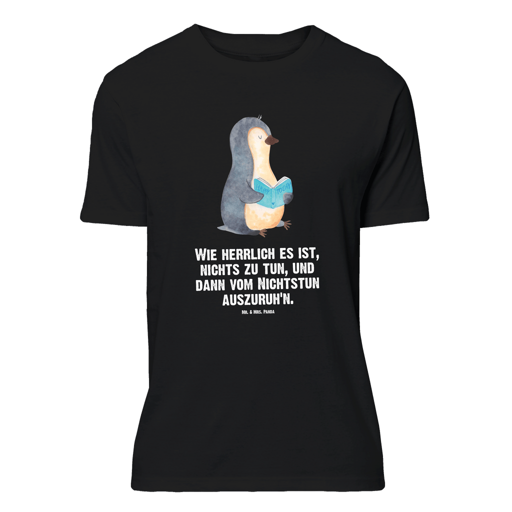 T-Shirt Standard Pinguin Buch T-Shirt, Shirt, Tshirt, Lustiges T-Shirt, T-Shirt mit Spruch, Party, Junggesellenabschied, Jubiläum, Geburstag, Herrn, Damen, Männer, Frauen, Schlafshirt, Nachthemd, Sprüche, Pinguin, Pinguine, Buch, Lesen, Bücherwurm, Nichtstun, Faulenzen, Ferien, Urlaub, Freizeit