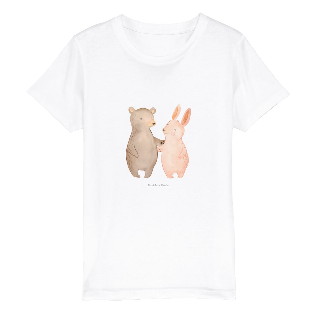 Organic Kinder T-Shirt Bär und Hase Umarmen Kinder T-Shirt, Kinder T-Shirt Mädchen, Kinder T-Shirt Jungen, Liebe, Partner, Freund, Freundin, Ehemann, Ehefrau, Heiraten, Verlobung, Heiratsantrag, Liebesgeschenk, Jahrestag, Hocheitstag, Freunde, bester Freund, Hase, Bär, Bärchen, best friends