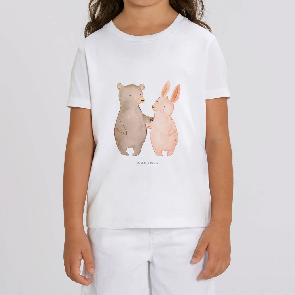 Organic Kinder T-Shirt Bär und Hase Umarmen Kinder T-Shirt, Kinder T-Shirt Mädchen, Kinder T-Shirt Jungen, Liebe, Partner, Freund, Freundin, Ehemann, Ehefrau, Heiraten, Verlobung, Heiratsantrag, Liebesgeschenk, Jahrestag, Hocheitstag, Freunde, bester Freund, Hase, Bär, Bärchen, best friends