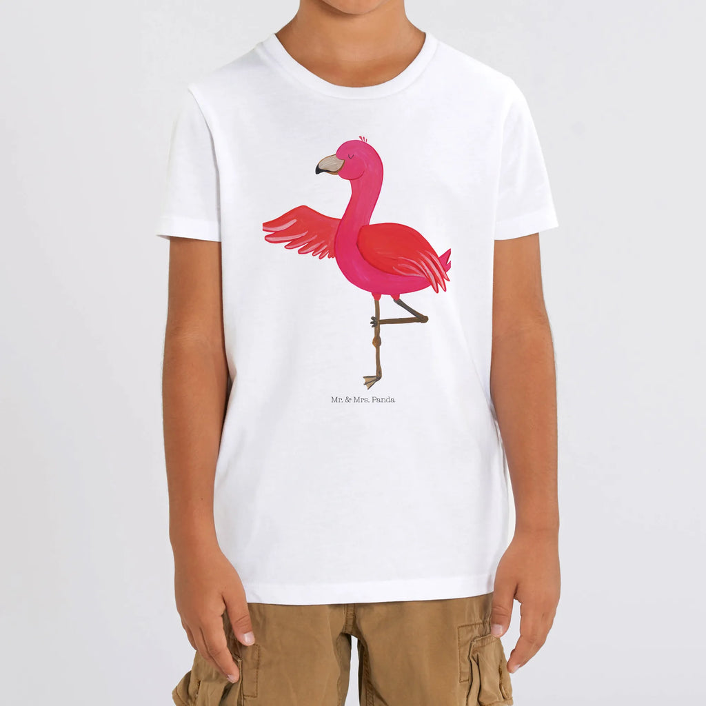 Organic Kinder T-Shirt Flamingo Yoga Kinder T-Shirt, Kinder T-Shirt Mädchen, Kinder T-Shirt Jungen, Flamingo, Vogel, Yoga, Namaste, Achtsamkeit, Yoga-Übung, Entspannung, Ärger, Aufregen, Tiefenentspannung