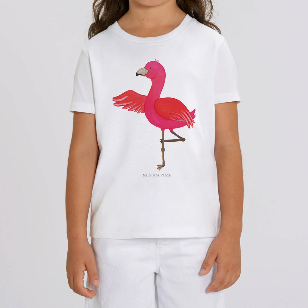 Organic Kinder T-Shirt Flamingo Yoga Kinder T-Shirt, Kinder T-Shirt Mädchen, Kinder T-Shirt Jungen, Flamingo, Vogel, Yoga, Namaste, Achtsamkeit, Yoga-Übung, Entspannung, Ärger, Aufregen, Tiefenentspannung