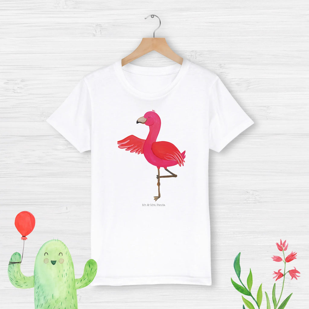 Organic Kinder T-Shirt Flamingo Yoga Kinder T-Shirt, Kinder T-Shirt Mädchen, Kinder T-Shirt Jungen, Flamingo, Vogel, Yoga, Namaste, Achtsamkeit, Yoga-Übung, Entspannung, Ärger, Aufregen, Tiefenentspannung