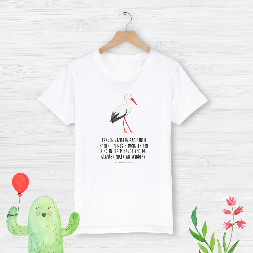 Organic Kinder T-Shirt Storch Kinder T-Shirt, Kinder T-Shirt Mädchen, Kinder T-Shirt Jungen, Tiermotive, Gute Laune, lustige Sprüche, Tiere, Storch, Störche, Schwangerschaft, Geburt, Mutter, Mütter, Mutter werden, Schwanger, Babybauch, Baby