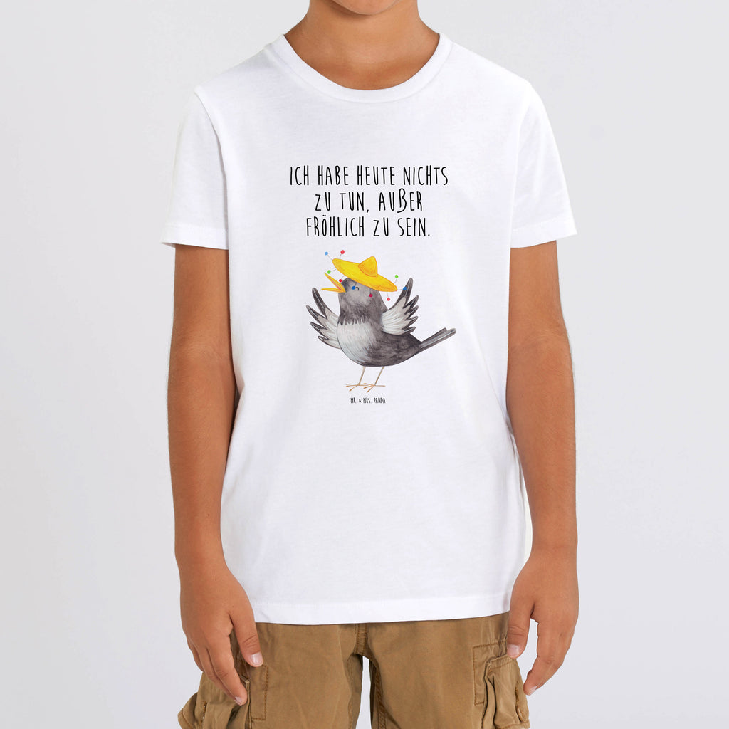 Organic Kinder T-Shirt Rabe Sombrero Kinder T-Shirt, Kinder T-Shirt Mädchen, Kinder T-Shirt Jungen, Tiermotive, Gute Laune, lustige Sprüche, Tiere, Rabe, Vogel, Vögel, Spruch positiv, fröhlich sein, glücklich sein, Glück Spruch, froh, Elster, Motivation