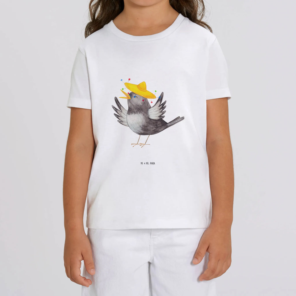 Organic Kinder T-Shirt Rabe Sombrero Kinder T-Shirt, Kinder T-Shirt Mädchen, Kinder T-Shirt Jungen, Tiermotive, Gute Laune, lustige Sprüche, Tiere, Rabe, Vogel, Vögel, Spruch positiv, fröhlich sein, glücklich sein, Glück Spruch, froh, Elster, Motivation