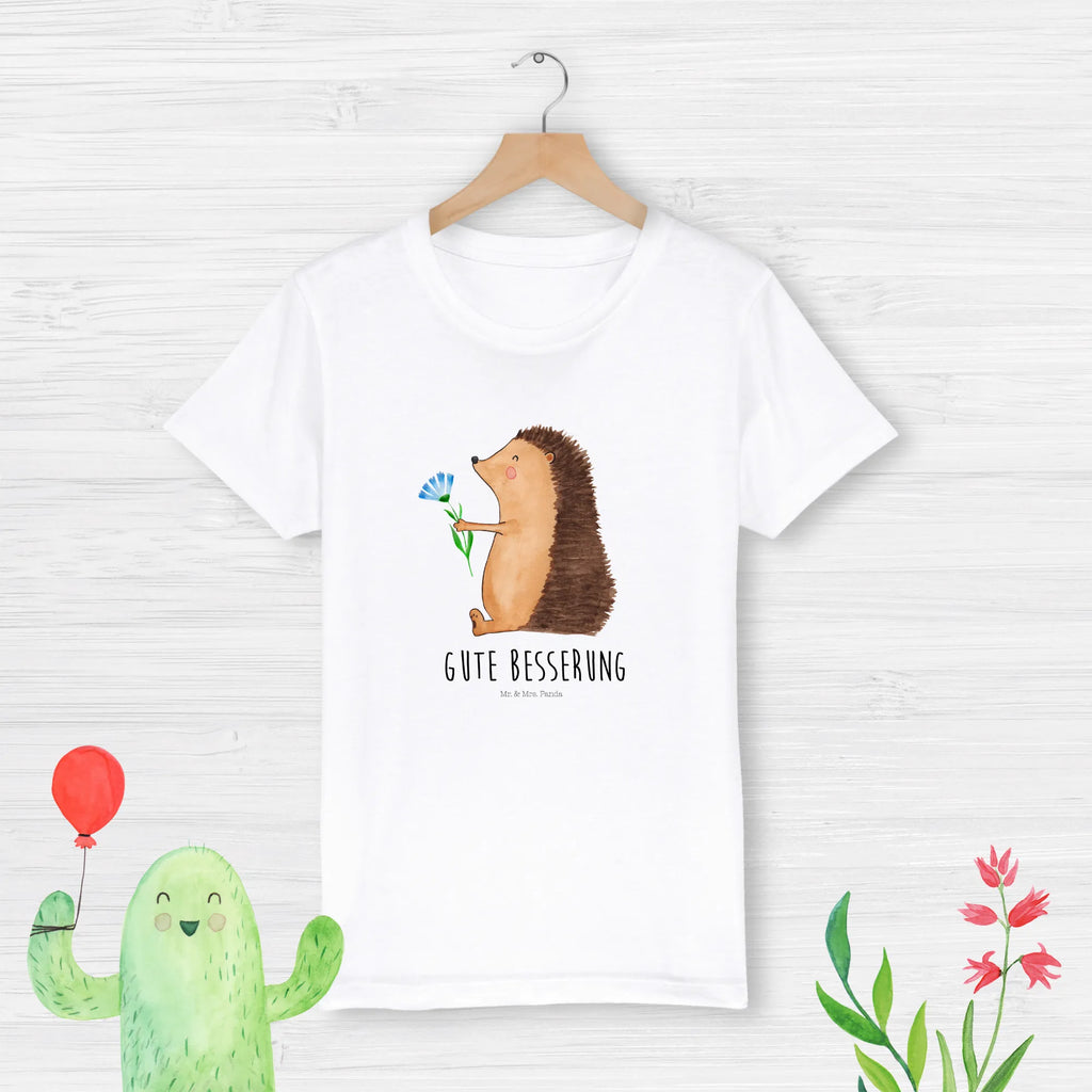 Organic Kinder T-Shirt Igel Blumen Kinder T-Shirt, Kinder T-Shirt Mädchen, Kinder T-Shirt Jungen, Tiermotive, Gute Laune, lustige Sprüche, Tiere, Igel, Gute Besserung, Genesungswünsche, Krankheit, Krankenhaus, krank, Besuch