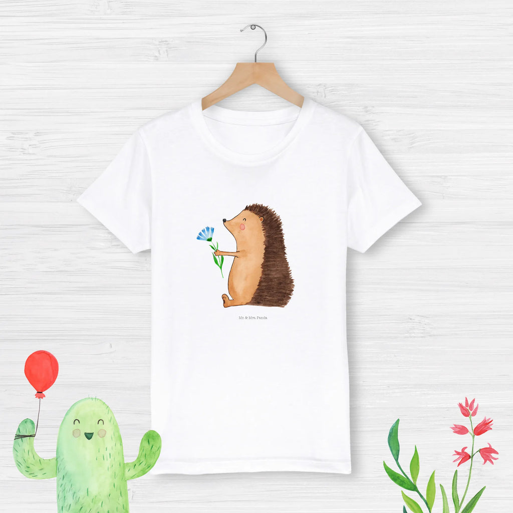 Organic Kinder T-Shirt Igel Blumen Kinder T-Shirt, Kinder T-Shirt Mädchen, Kinder T-Shirt Jungen, Tiermotive, Gute Laune, lustige Sprüche, Tiere, Igel, Gute Besserung, Genesungswünsche, Krankheit, Krankenhaus, krank, Besuch