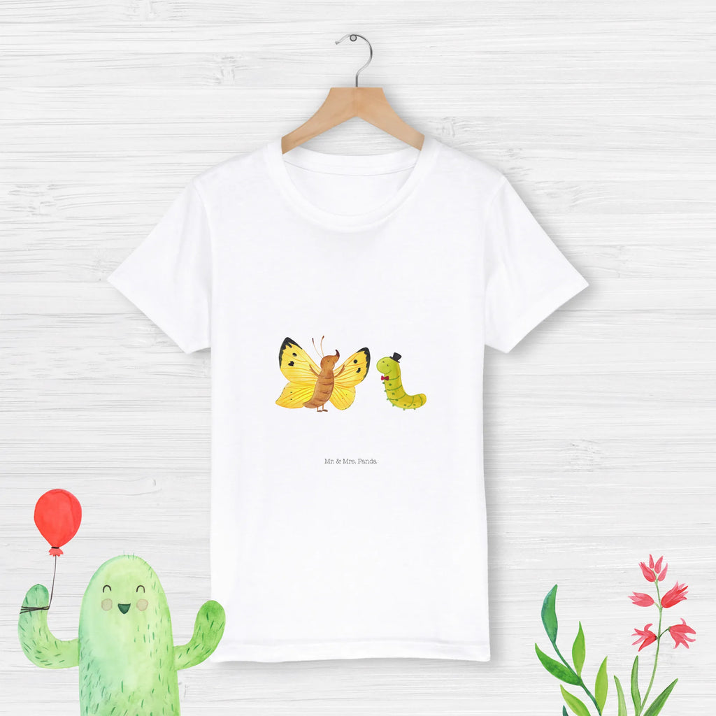 Organic Kinder T-Shirt Raupe Schmetterling Kinder T-Shirt, Kinder T-Shirt Mädchen, Kinder T-Shirt Jungen, Tiermotive, Gute Laune, lustige Sprüche, Tiere, Raupe, Schmetterling, Zitronenfalter, Entwicklung, Erwachsen werden, Kokon, Hut, Hütchen, Schönheit, Aufwachsen