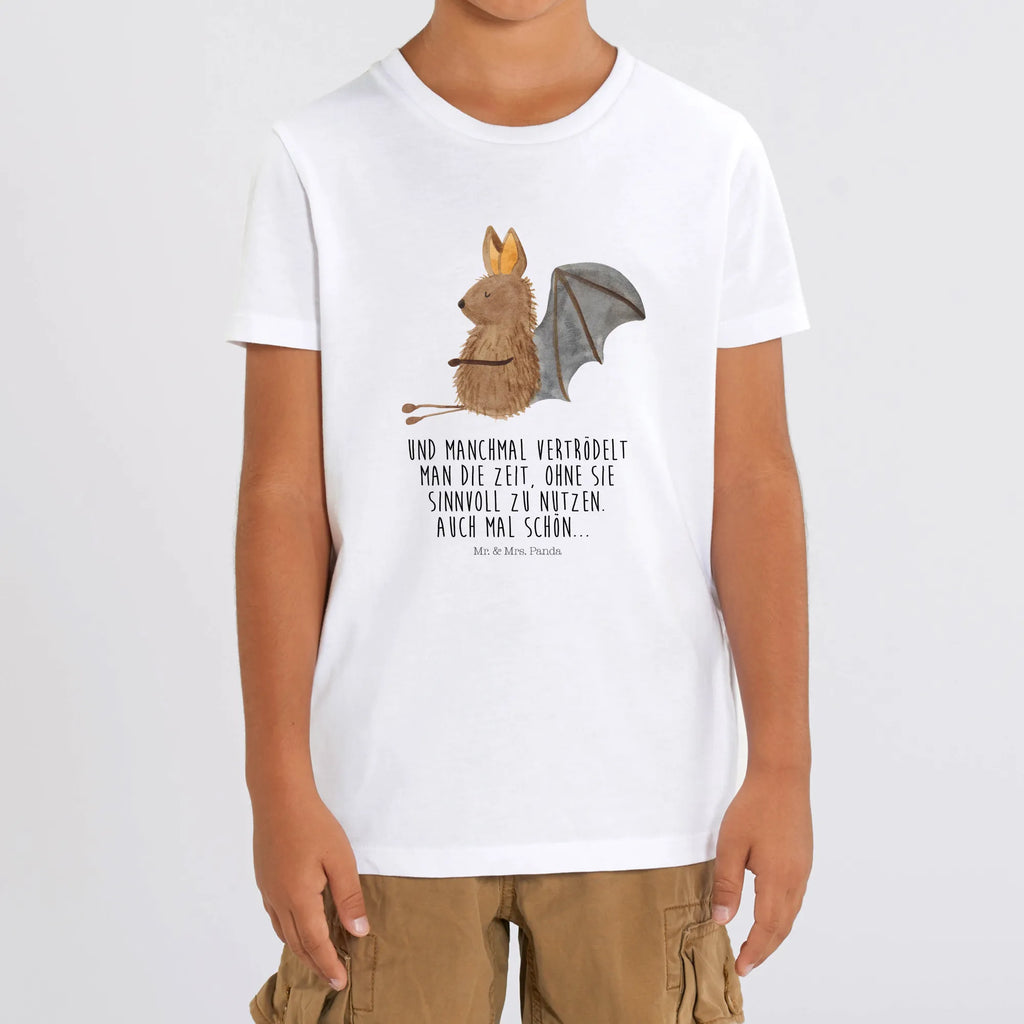 Organic Kinder T-Shirt Fledermaus Sitzen Kinder T-Shirt, Kinder T-Shirt Mädchen, Kinder T-Shirt Jungen, Tiermotive, Gute Laune, lustige Sprüche, Tiere, Fledermaus, Fledermäuse, Motivation, entspannen