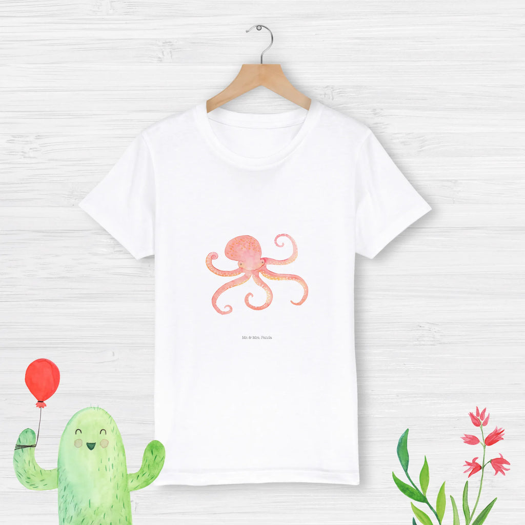 Organic Kinder T-Shirt Tintenfisch Kinder T-Shirt, Kinder T-Shirt Mädchen, Kinder T-Shirt Jungen, Tiermotive, Gute Laune, lustige Sprüche, Tiere, Meer, Meerestier, Krake, Tintenfisch, Arme, Wasser, Ozean