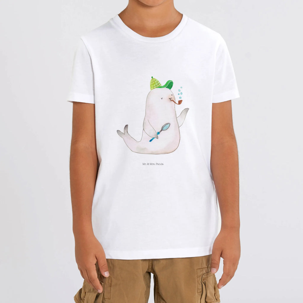 Organic Kinder T-Shirt Robbe Sherlock Kinder T-Shirt, Kinder T-Shirt Mädchen, Kinder T-Shirt Jungen, Tiermotive, Gute Laune, lustige Sprüche, Tiere