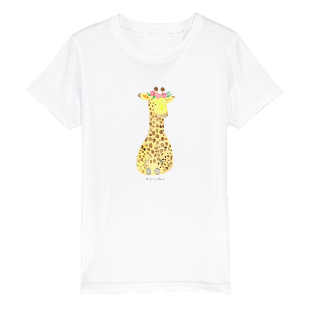 Organic Kinder T-Shirt Giraffe Blumenkranz Kinder T-Shirt, Kinder T-Shirt Mädchen, Kinder T-Shirt Jungen, Afrika, Wildtiere, Giraffe, Blumenkranz, Abenteurer, Selbstliebe, Freundin