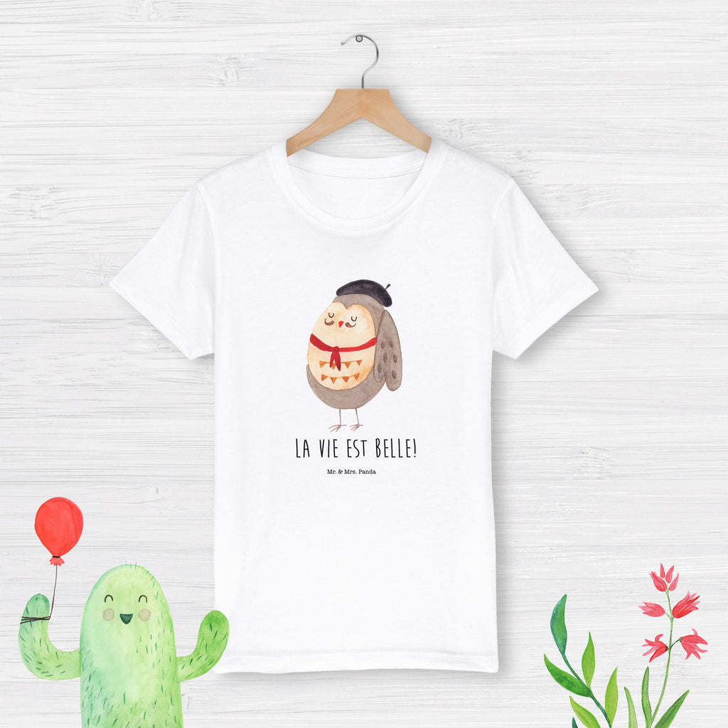 Organic Kinder T-Shirt Eule Französisch Kinder T-Shirt, Kinder T-Shirt Mädchen, Kinder T-Shirt Jungen, Eule, Eulen, Eule Deko, Owl, hibou, La vie est belle, das Leben ist schön, Spruch schön, Spruch Französisch, Frankreich