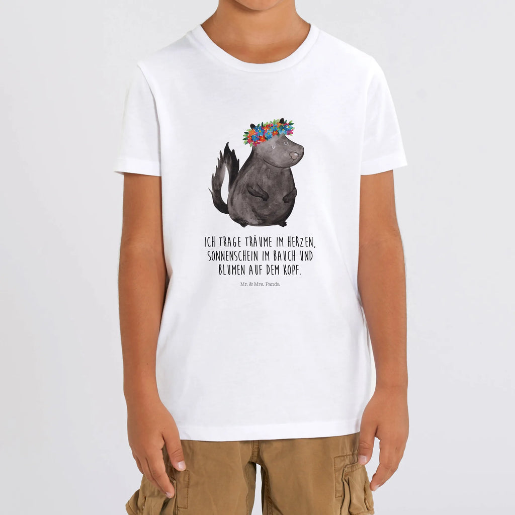 Organic Kinder T-Shirt Stinktier Mädchen Kinder T-Shirt, Kinder T-Shirt Mädchen, Kinder T-Shirt Jungen, Stinktier, Skunk, Wildtier, Raubtier, Stinker, Stinki, Yoga, Namaste