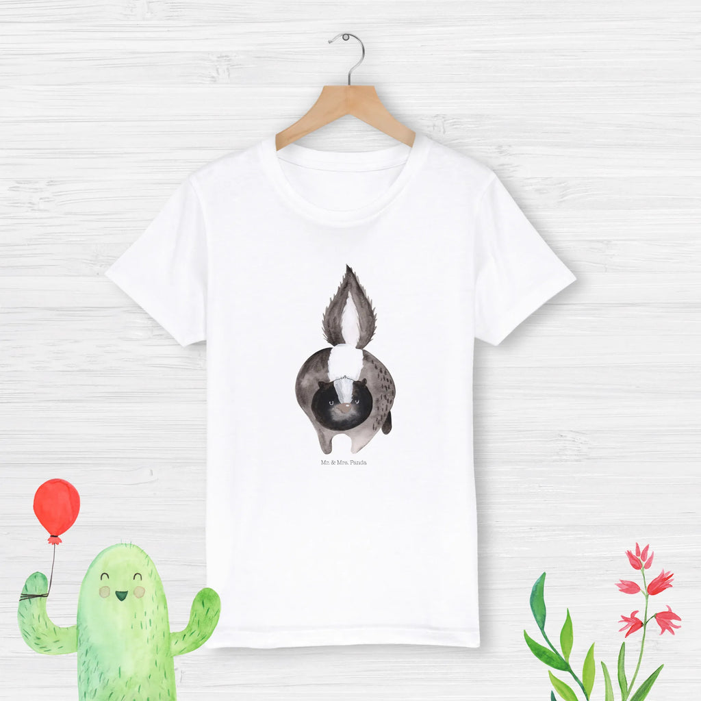 Organic Kinder T-Shirt Stinktier Angriff Kinder T-Shirt, Kinder T-Shirt Mädchen, Kinder T-Shirt Jungen, Stinktier, Skunk, Wildtier, Raubtier, Stinker, Stinki, wütend, Drohung