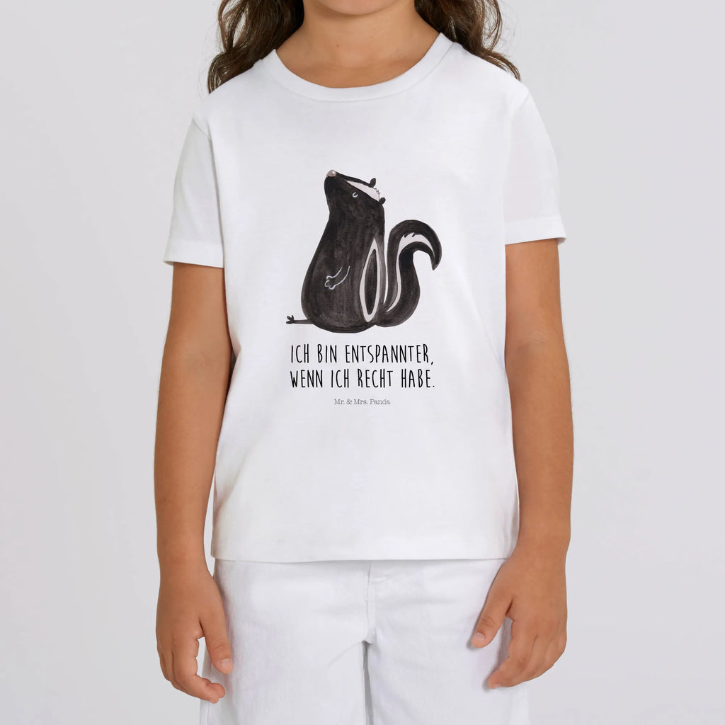 Organic Kinder T-Shirt Stinktier Sitzen Kinder T-Shirt, Kinder T-Shirt Mädchen, Kinder T-Shirt Jungen, Stinktier, Skunk, Wildtier, Raubtier, Stinker, Stinki, Spruch, Büro, Recht, Besserwisser