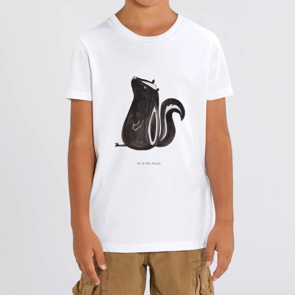 Organic Kinder T-Shirt Stinktier Sitzen Kinder T-Shirt, Kinder T-Shirt Mädchen, Kinder T-Shirt Jungen, Stinktier, Skunk, Wildtier, Raubtier, Stinker, Stinki, Spruch, Büro, Recht, Besserwisser