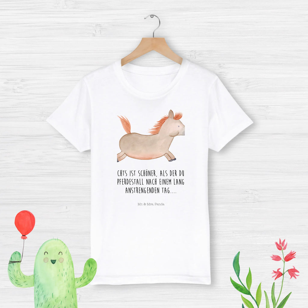 Organic Kinder T-Shirt Pferd springt Kinder T-Shirt, Kinder T-Shirt Mädchen, Kinder T-Shirt Jungen, Bauernhof, Hoftiere, Landwirt, Landwirtin, Pferd, Pony, Pferde, Stall, Pferdestall, ausreiten, reiten, Pferdebesitzer