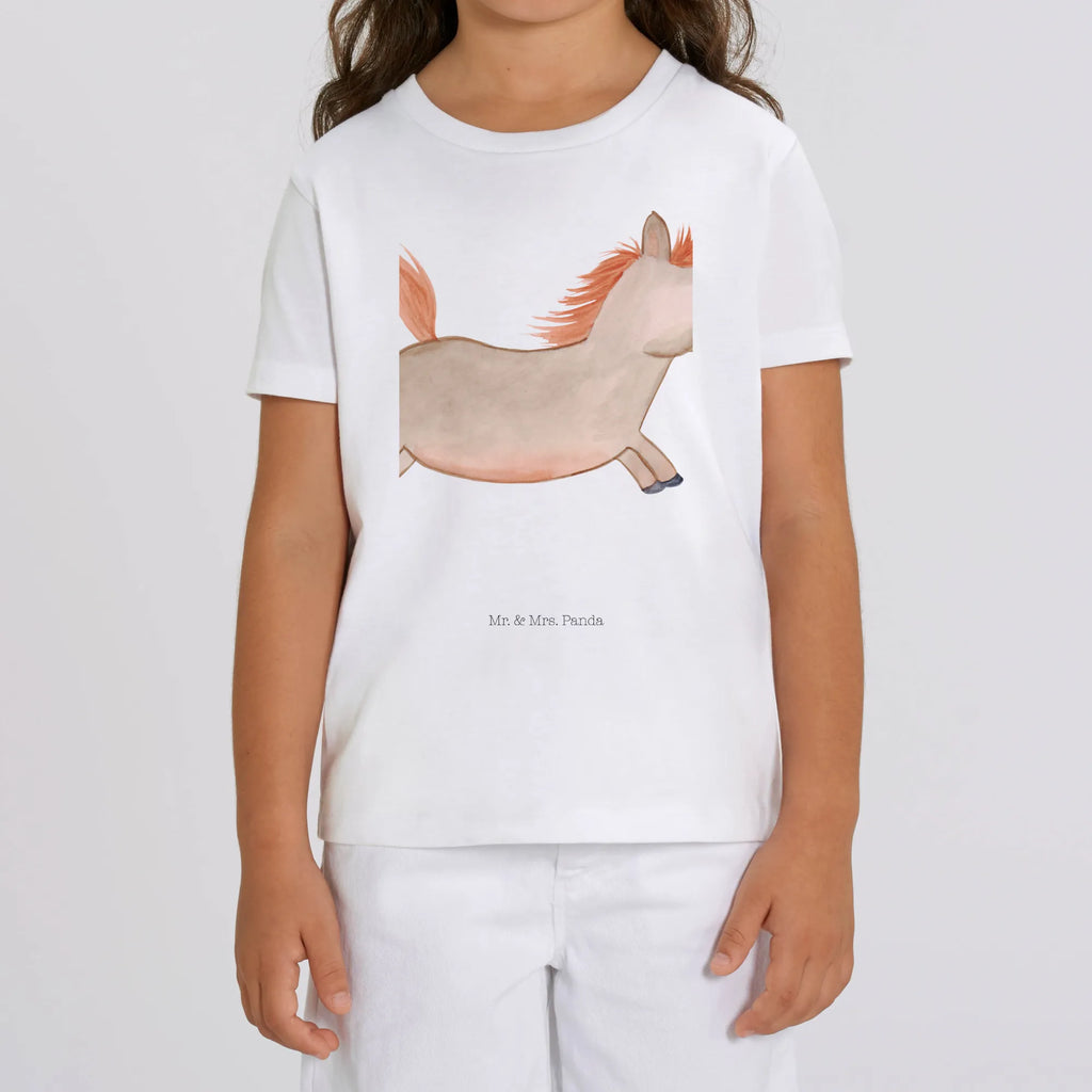 Organic Kinder T-Shirt Pferd springt Kinder T-Shirt, Kinder T-Shirt Mädchen, Kinder T-Shirt Jungen, Bauernhof, Hoftiere, Landwirt, Landwirtin, Pferd, Pony, Pferde, Stall, Pferdestall, ausreiten, reiten, Pferdebesitzer