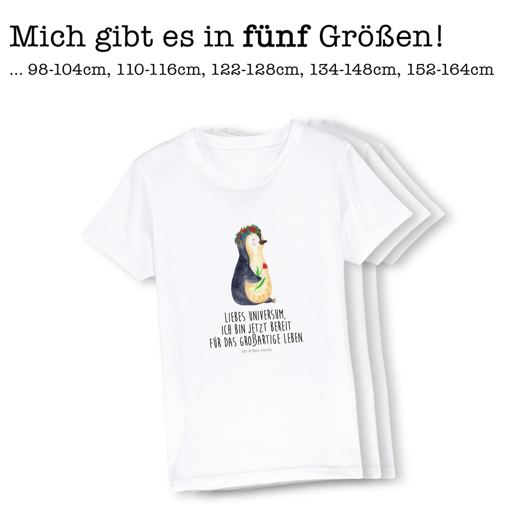 Organic Kinder T-Shirt Pinguin Blumen Kinder T-Shirt, Kinder T-Shirt Mädchen, Kinder T-Shirt Jungen, Pinguin, Pinguine, Blumenkranz, Universum, Leben, Wünsche, Ziele, Lebensziele, Motivation, Lebenslust, Liebeskummer, Geschenkidee