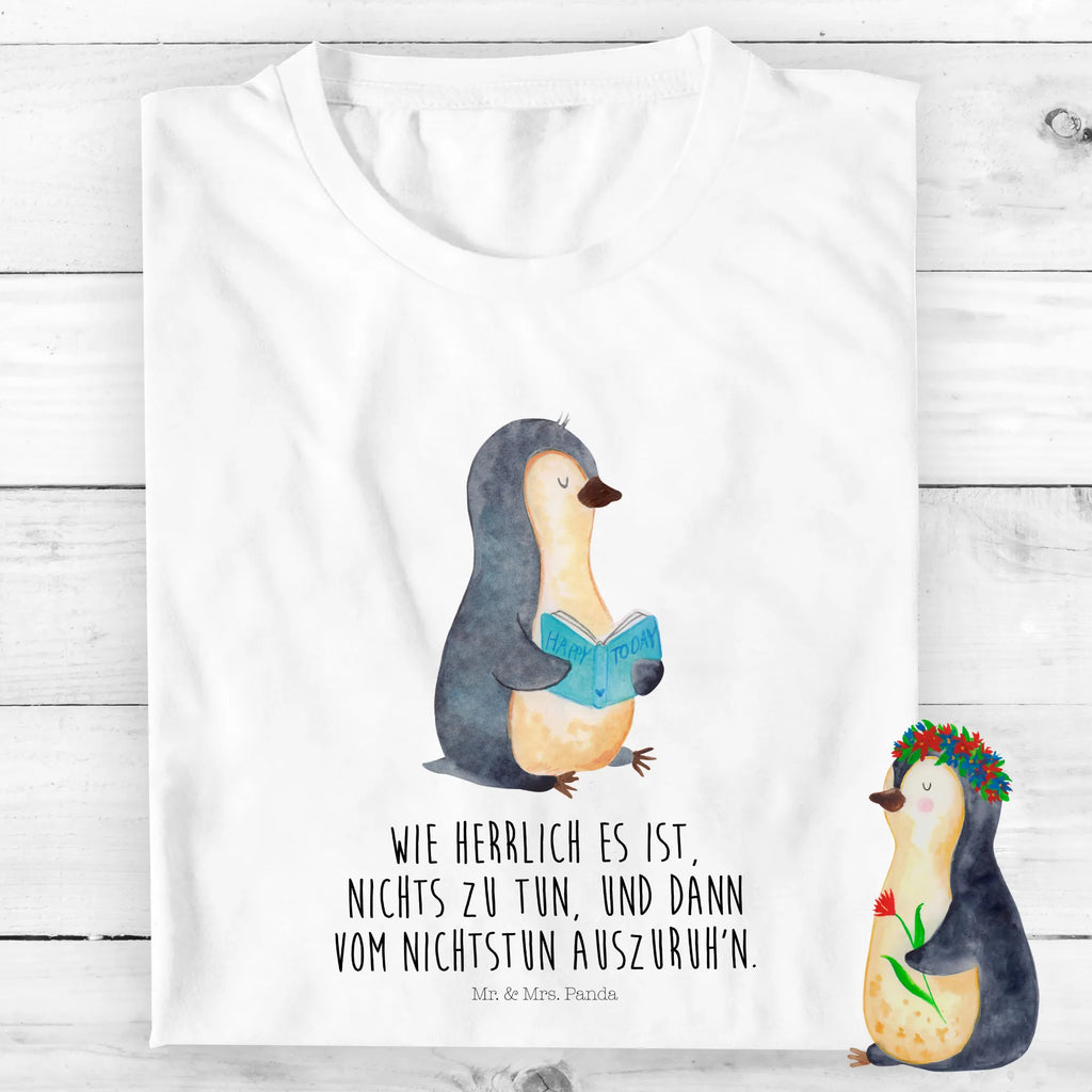 Organic Kinder T-Shirt Pinguin Buch Kinder T-Shirt, Kinder T-Shirt Mädchen, Kinder T-Shirt Jungen, Pinguin, Pinguine, Buch, Lesen, Bücherwurm, Nichtstun, Faulenzen, Ferien, Urlaub, Freizeit