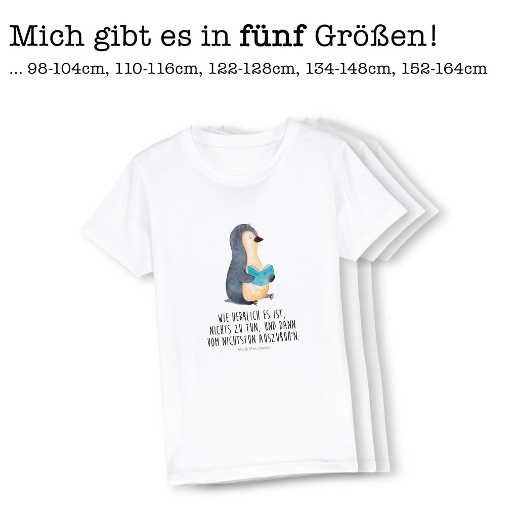 Organic Kinder T-Shirt Pinguin Buch Kinder T-Shirt, Kinder T-Shirt Mädchen, Kinder T-Shirt Jungen, Pinguin, Pinguine, Buch, Lesen, Bücherwurm, Nichtstun, Faulenzen, Ferien, Urlaub, Freizeit