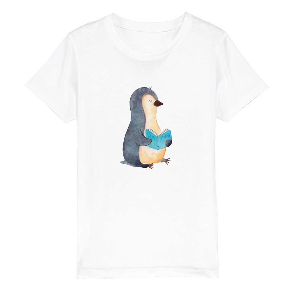 Organic Kinder T-Shirt Pinguin Buch Kinder T-Shirt, Kinder T-Shirt Mädchen, Kinder T-Shirt Jungen, Pinguin, Pinguine, Buch, Lesen, Bücherwurm, Nichtstun, Faulenzen, Ferien, Urlaub, Freizeit